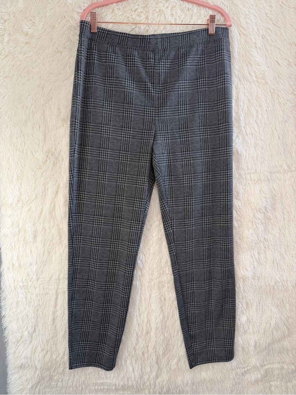 Halara Womens Flex High Waisted Plaid Tapered Work Pants Size XL Grey Office NWT